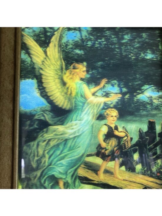 Guardian Angel and Children Crossing Bridge - Etsy VTG Light Up Guardian Angel Child Crossing Bridge Gold Frame Holographic Lamp